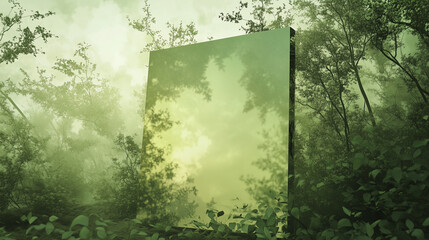 sun rays in the forest with a mirror, Generative AI