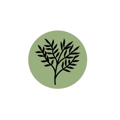 Minimalist leaf illustration in a circle 
