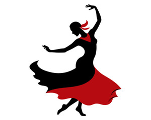  Flamenco dancer silhouette over white background