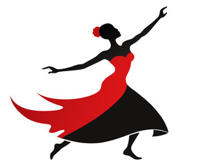  Flamenco dancer silhouette over white background