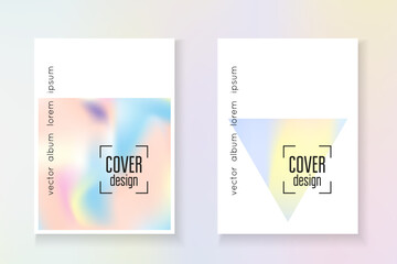 Rainbow Background. Purple Geometric Flyer. Vintage Effect. Abstract Texture. Modern Banner. Spectrum Foil. Business 90s Template. Blue Rainbow Background