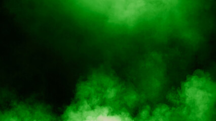 Abstract green fire smoke misty fog on isolated black background. Texture overlays. Design element.