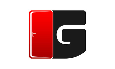 Letter G alphabet with open door illustration design vector