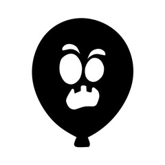 Balloon Icon with Strange Face Expression Halloween Theme, Halloween Horror Balloon Illustration, Hand Drawn Halloween Balloon, Scary Face Horror Theme Balloon Icon