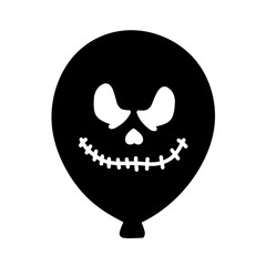 Balloon Icon with Halloween Theme Face Expression, Halloween Horror Balloon Illustration, Hand Drawn Halloween Balloon, Scary Face Horror Theme Balloon Icon