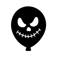 Balloon Icon with Halloween Theme Face Expression, Halloween Horror Balloon Illustration, Hand Drawn Halloween Balloon, Scary Face Horror Theme Balloon Icon