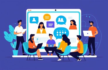 Group of Young People Having an Online Discussion via Messenger