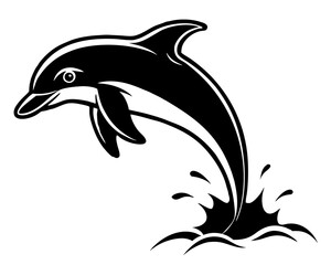 Beautiful bottlenose dolphin jumping out of the blue water