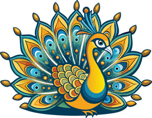  peacock fanning its tail white background