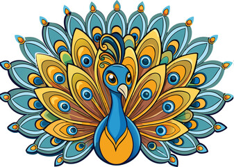  peacock fanning its tail white background