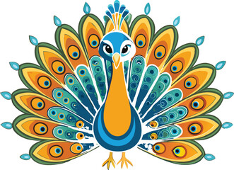  peacock fanning its tail white background