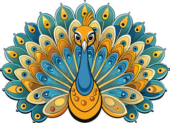  peacock fanning its tail white background