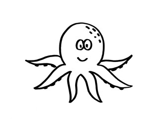 funny octopus cartoon on the white background 