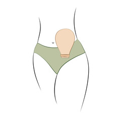 Female figure with colostomy bag. Silhouette of a young woman. Bowel cancer, Crohn's disease