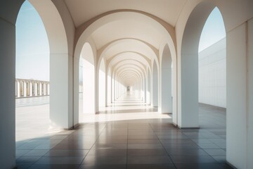 Interior of a empty long passageway in modern building