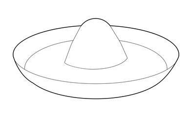 Sombrero Hat. Summer Head Fashion accessory cap with wide brim clothing technical illustration. Vector headgear for Men, women, unisex style, flat template CAD mockup sketch outline isolated