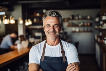 Smiling portrait of a middle aged male small business owner