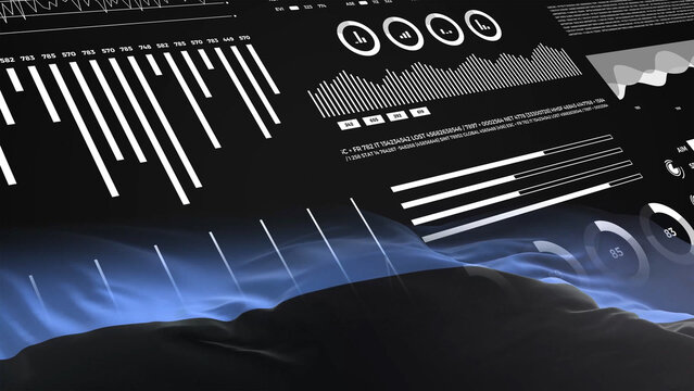 Estonia flag - Waving flag on report analytics data statement - Powered by Adobe