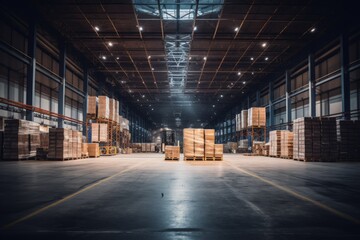 Interior of a large empty warehouse