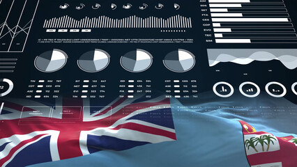Fiji flag - Waving flag on report analytics data statement