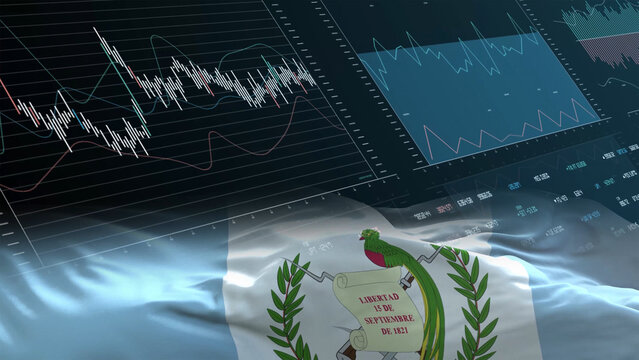 Guatemala flag - Waving flag on report analytics data statement