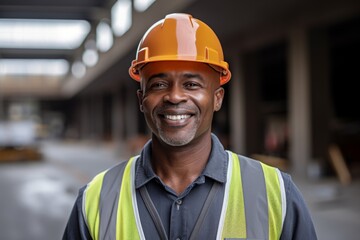 Smiling portrait of a middle aged businessman on construction site