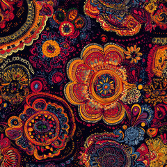 floral pattern featuring intricate designs, India style pattern