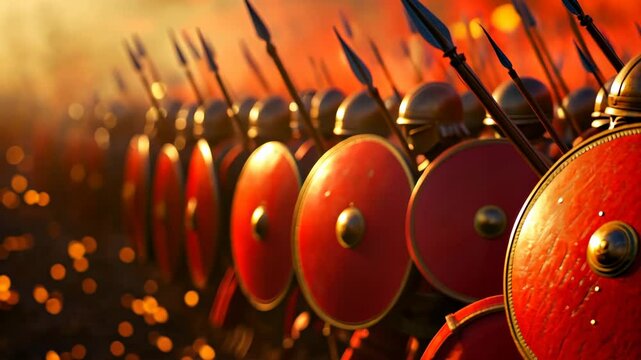 Roman Legionary Shields and Spears.
