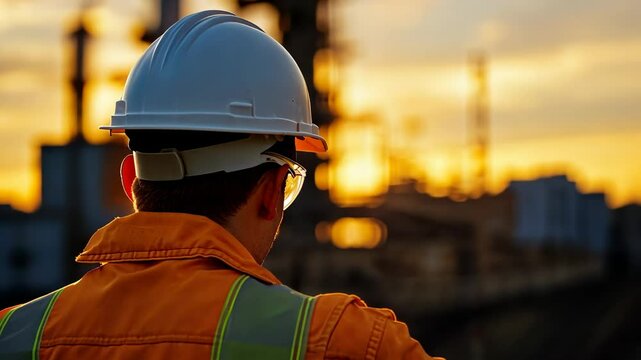 Construction Worker at Sunset.