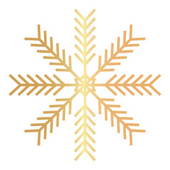 Vector image of a golden snowflake icon on a white background