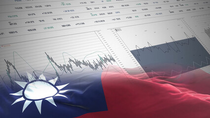 Taiwan flag - Waving flag on report analytics data statement