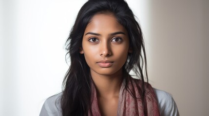 Naklejka premium Young indian college girl on white background 