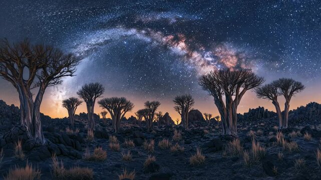Milky Way Over Quiver Trees in Namibia.
