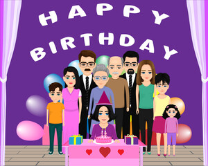 Obraz premium Girl celebrating her birthday with her family