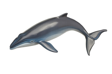 Illustration of a streamlined blue whale swimming, on Transparent Background