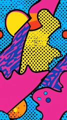 Pop Art comic book style seamless pattern, vibrant halftone dots and bold outlines