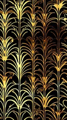 Vintage art deco gift certificate seamless pattern, gold and black glamorous designs