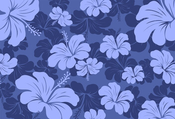 Hawaiian Seamless Pattern. Hibiscus flowers Pattern. Tropic flowers and Leaves. Hawaiian Aloha Shirt. Design for fabric, textile, wallpaper, clothing. floral background. vector illustration © Alano Design