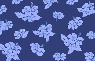 Hawaiian Seamless Pattern. Hibiscus flowers Pattern. Tropic flowers and Leaves. Hawaiian Aloha Shirt. Design for fabric, textile, wallpaper, clothing. floral background. vector illustration