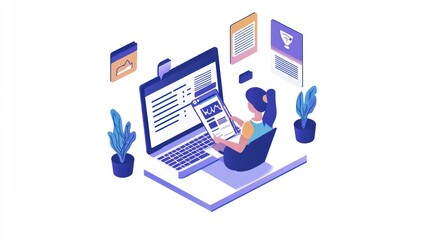 Woman working on a laptop