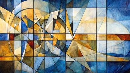 Mesmerizing Geometric Abstraction in Vibrant Blue and Yellow Hues