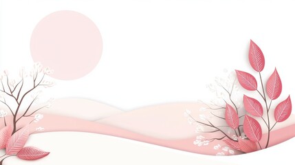 Peaceful Pink Foliage Landscape with Sunset Sky