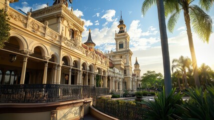 Fototapeta premium Grand Palace with Elaborate Architecture and Tower