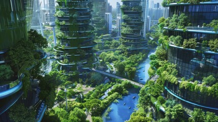 Obraz premium Very green urban area with lots of plants and good drainage