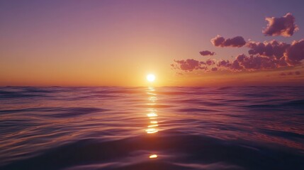 Obraz premium Serene Sunset Over Tranquil Ocean Waters
