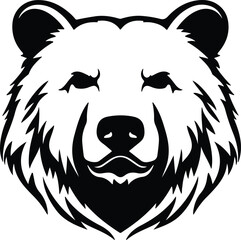 Black silhouette of polar bear head