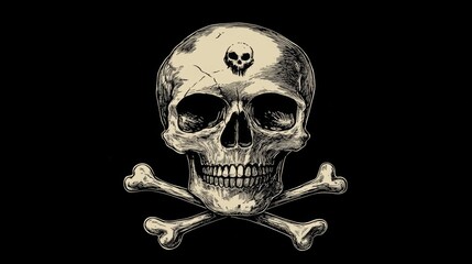 illustration of a skull means danger on black background