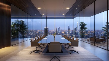 Modern Corporate Boardroom with City View