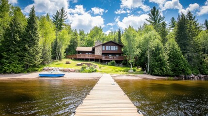 Serene Lakeside Retreat with Wooden Dock