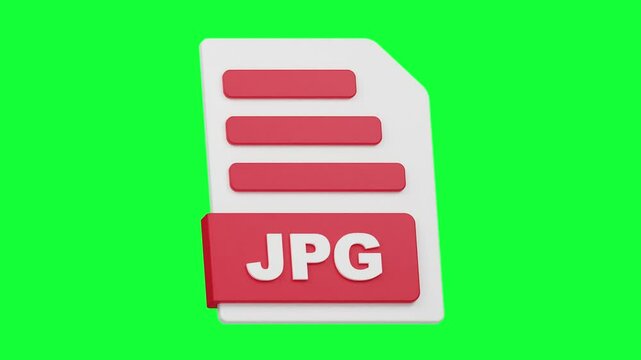 3D JPG File Icon Animation with Green Screen Background